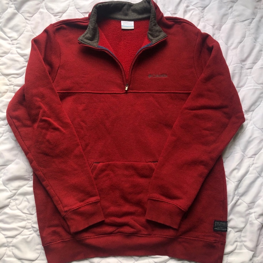 Columbia Red Quarter-Zip Pullover Large